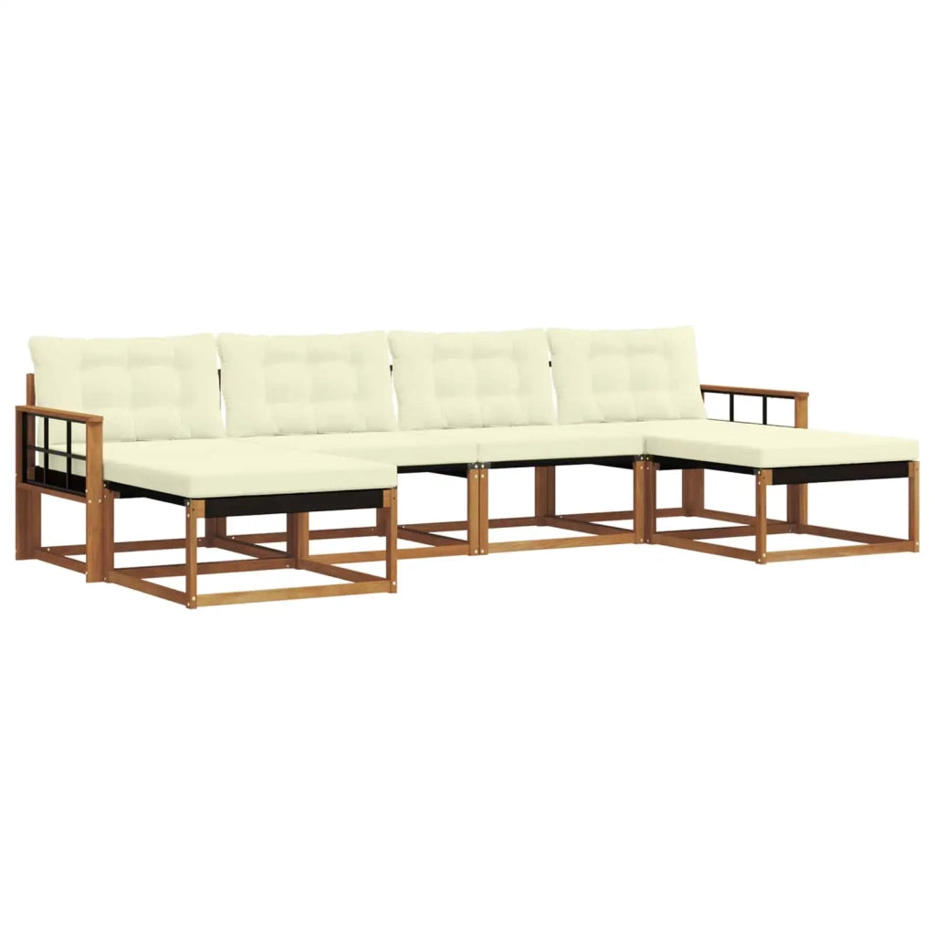 Set di divani da esterno con cuscino 6 pcs Naturale e Crema