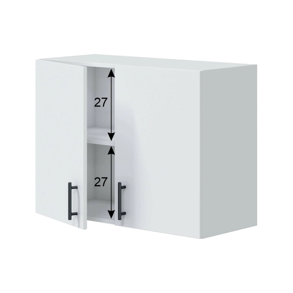 Mobile pensile 2 ante Thyra, Armadietto sospeso, Mobiletto a muro, Armadio ausiliario multifunzione, 80x34 h59 cm, Bianco