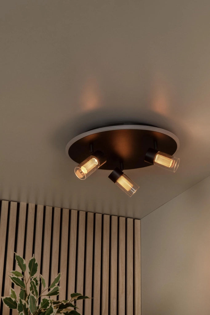 Faretto soffitto LED 3 luci nero Lucide EVERINA