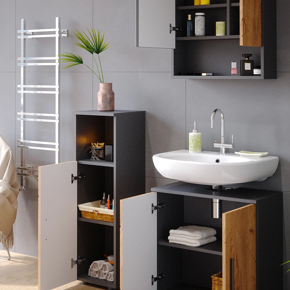 Vicco Set mobili bagno Quercia dorata/antracite 3 parti