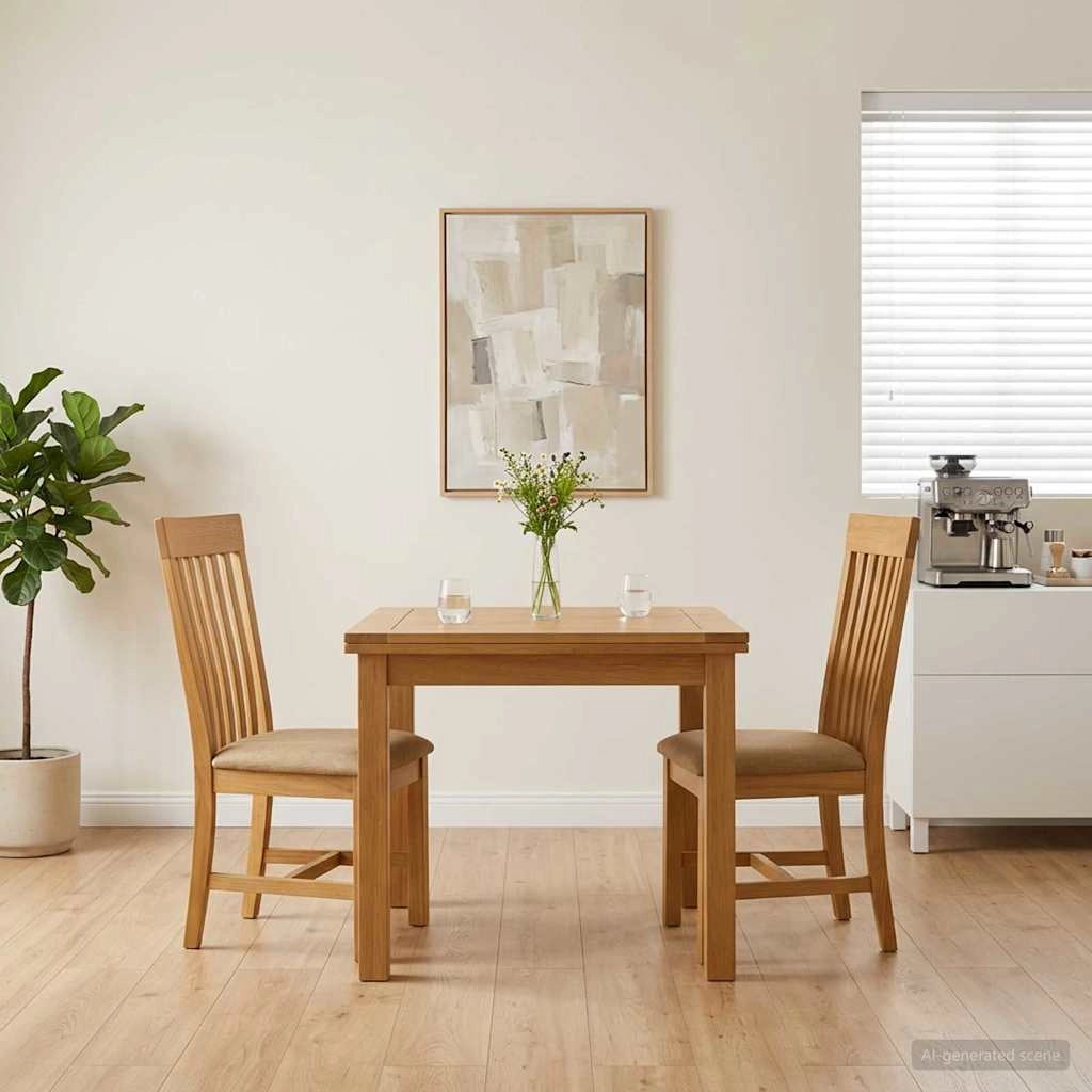 Sedia da pranzo 2 pz Legno di Quercia Massello Beige 42039162