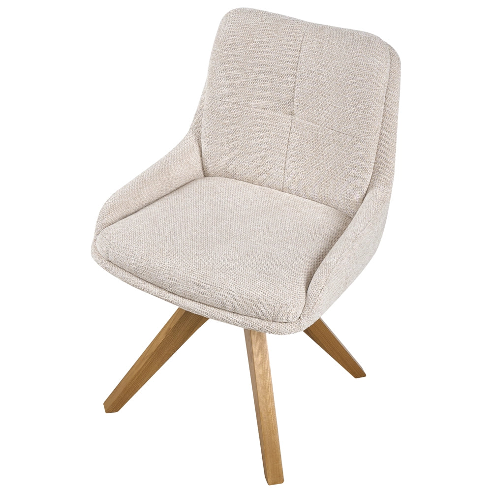 Set di 2 sedie da pranzo girevoli Rivestimento in tessuto beige chiaro Base con gambe in legno girevoli in metallo