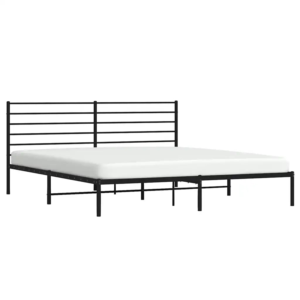 Giroletto con Testiera-Struttura Letto con testiera in Metallo Nero 200x200 cm 859460