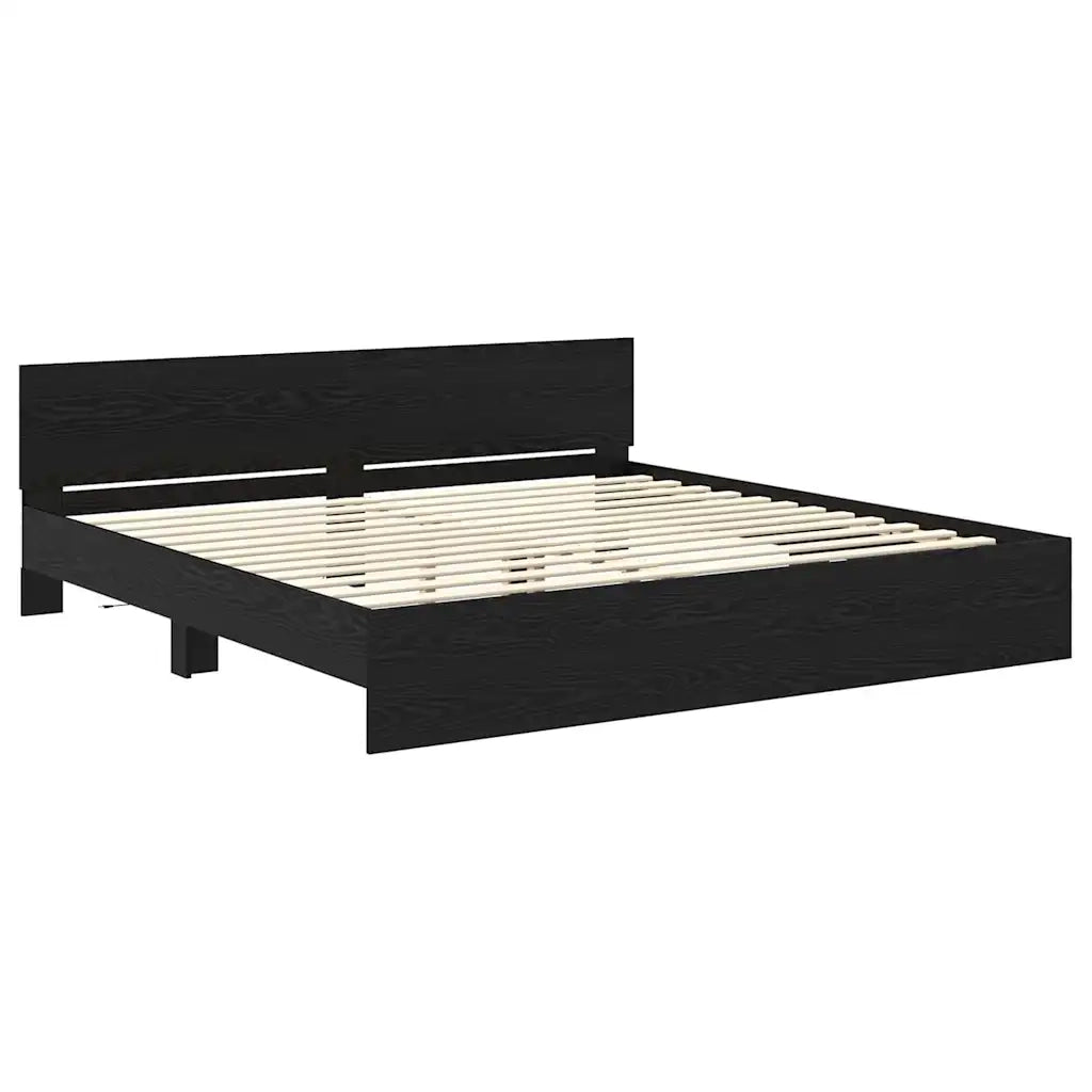 Letto matrimoniale | Letto per adulti | Struttura del letto Rovere Nero 200 x 200 cm Legno multistrato