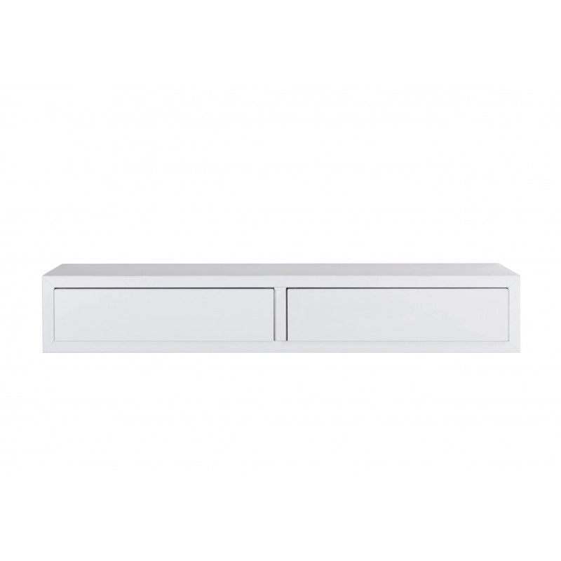 Mensola da Muro con Cassetto, Comodino Sospeso, Mensola da Parete, Bianco, 88,2x13,4 p23,7 cm - Domino Maxi