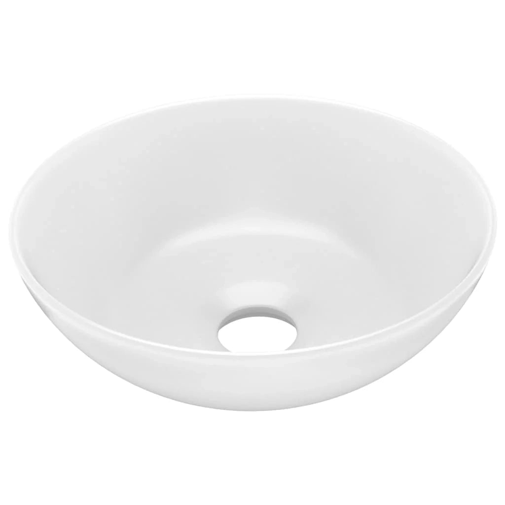 Lavandino rotondo per bagno lavabo da appoggio lavabo per WC lavello da cucina lavabo per sala trucco arredamento per la casa diametro 28 cm ceramica bianca opaca 02_0002718