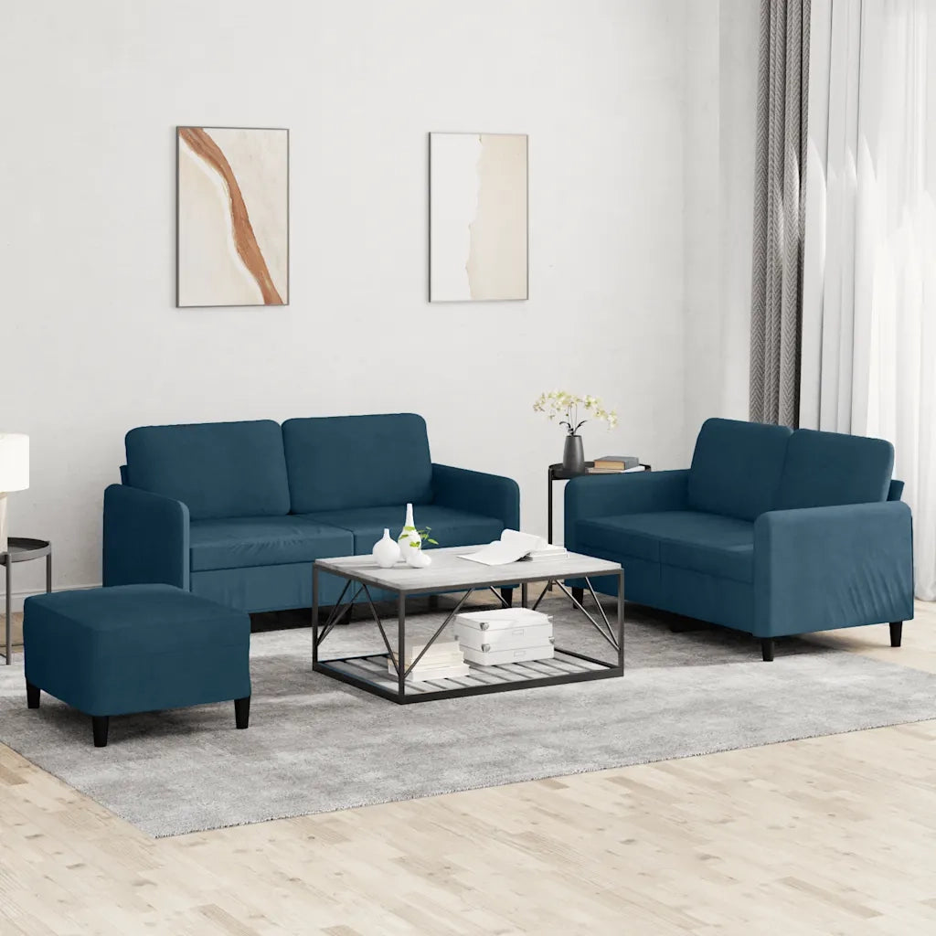 Set di Divani 3 pz Blu in Velluto 3201993