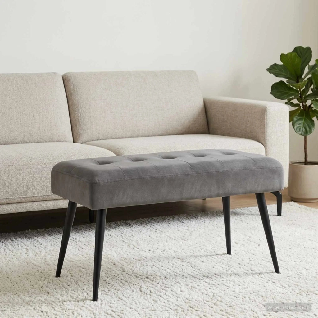 Panchina con bottoni imbottiti Grigio Scuro 80 x 40 x 46 cm 42038516