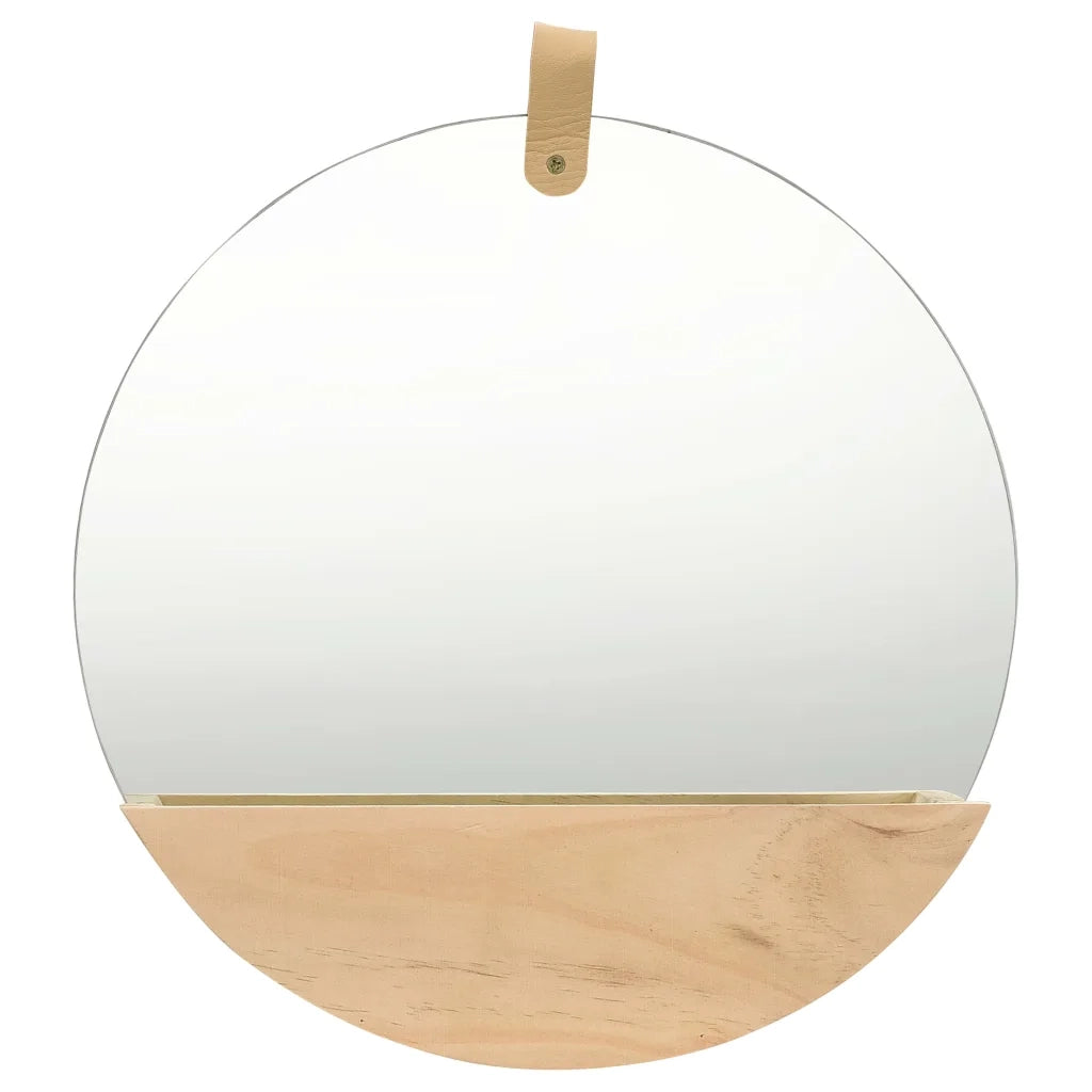 Specchio da Parete in Legno Massello di Pino 35 cm