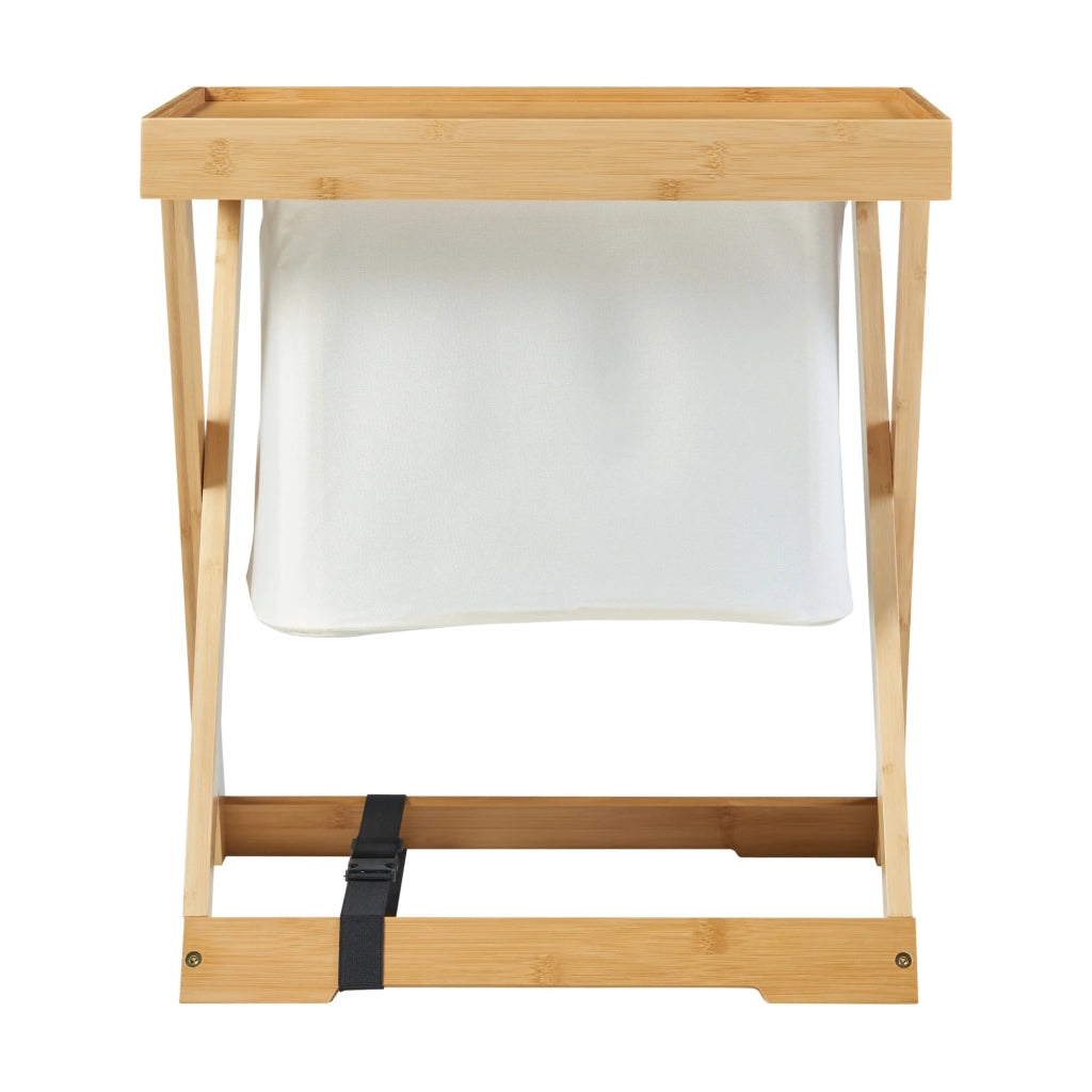Tavolo da picnic in bambù e poliestere 53 x 48 x 32 cm crema naturale e nero 03_0011043
