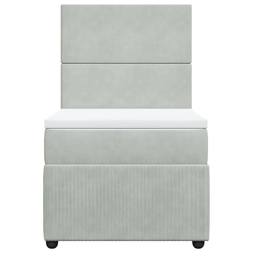 Giroletto a Molle con Materasso Grigio Chiaro 90x200 cm Velluto