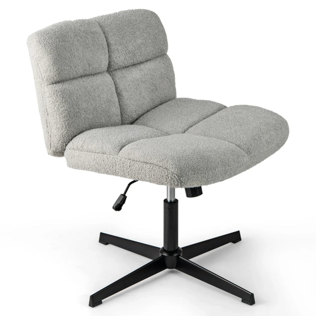 Sedia da ufficio regolabile 64 x 52 x 43-57 cm seduta ampia girevole a 360° design contemporaneo in similpelle grigia 20_0010948