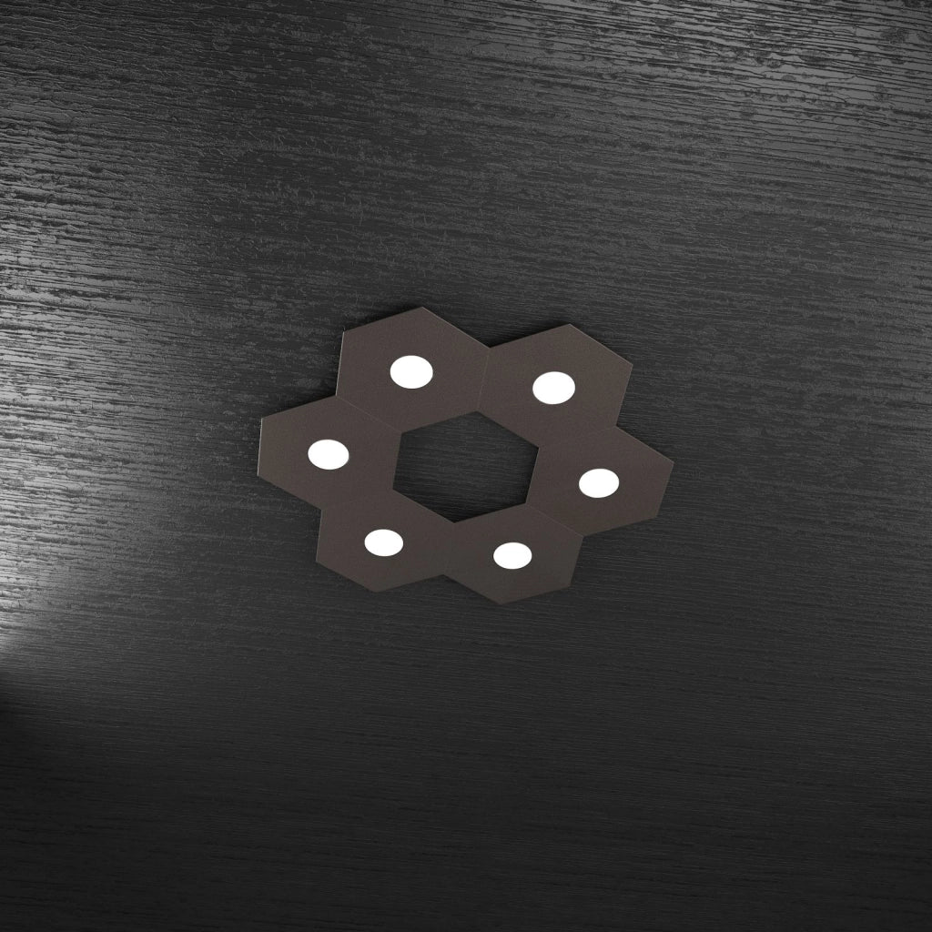 HEXAGON APPLIQUE-PLAFONIERA 6 LUCI MARRONE 1142-6L-MA