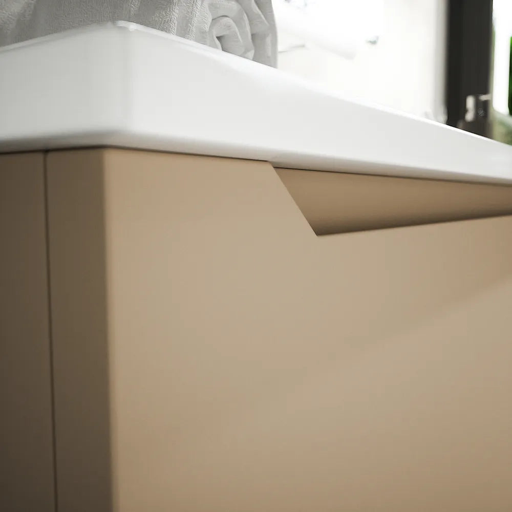 Mobile bagno sospeso 90 cm sabbia opaco un cassettone con lavabo | Bako