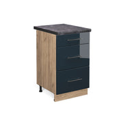 Mobiletto base per cucina Fame-Line Blu scuro lucido/Rovere dorato 50 cm, PL Antracite Vicco