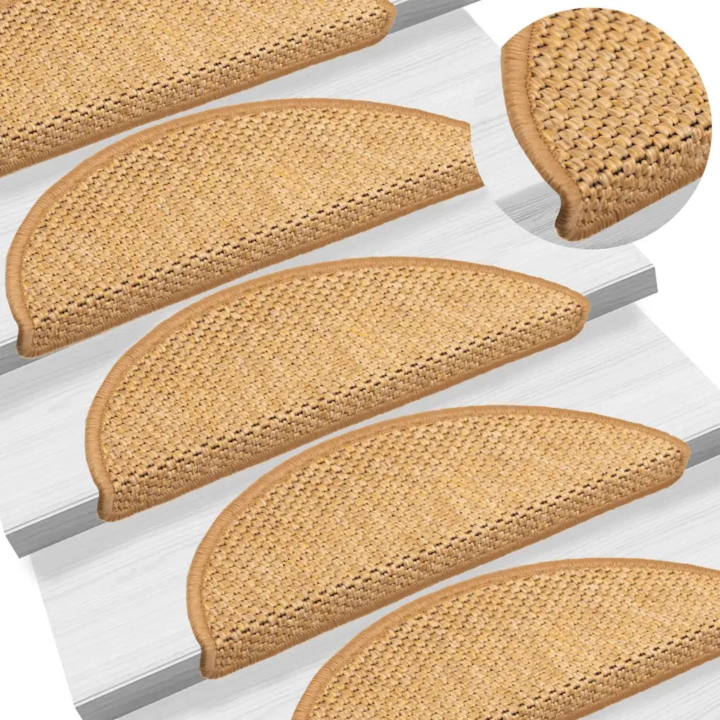 Tappeti Autoadesivi Scale Aspetto Sisal 15 pz | Gradini per Scale 56x17x3 cm Sisal