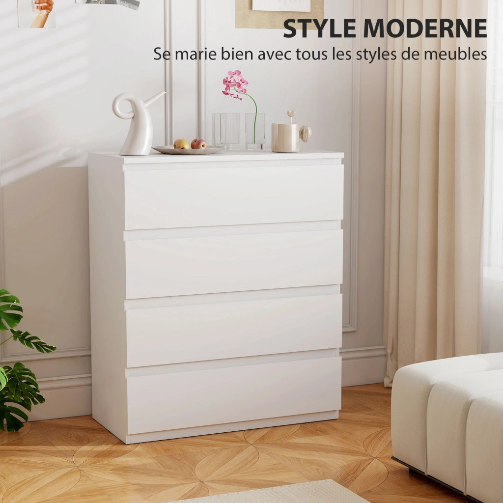 Cassettiera 4 Cassetti Legno Bianco Camera ¨C Minimal ¨C 80x39x95