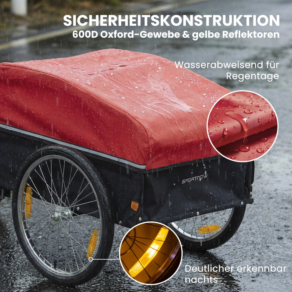Rimorchio per bicicletta 170L ¨C Xylo ¨C Carico 40kg con telone e ruote pneumatiche 51cm