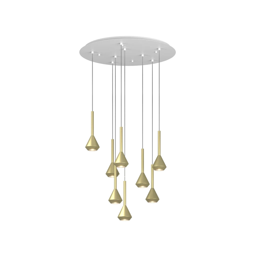 Lampadario Moderno Aygo Metallo Bianco Ottone 8 Luci Gu10