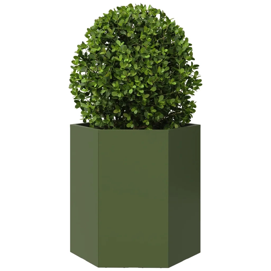 Fioriera da Giardino Verde Oliva Esagono 46x40x45 cm Acciaio 851114