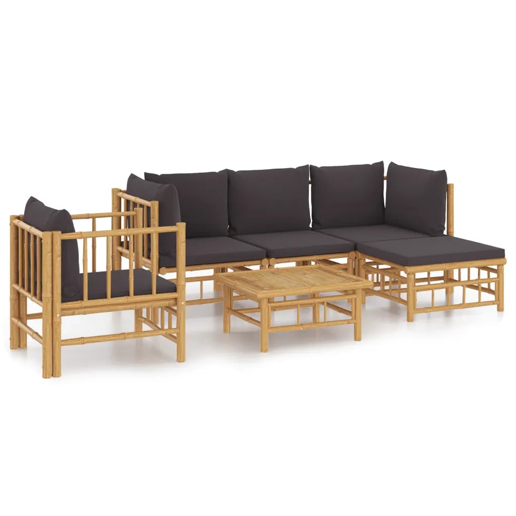 Set Salotto da Giardino 6pz con Cuscini Grigio Scuro BambÃ¹cod mxl 100301
