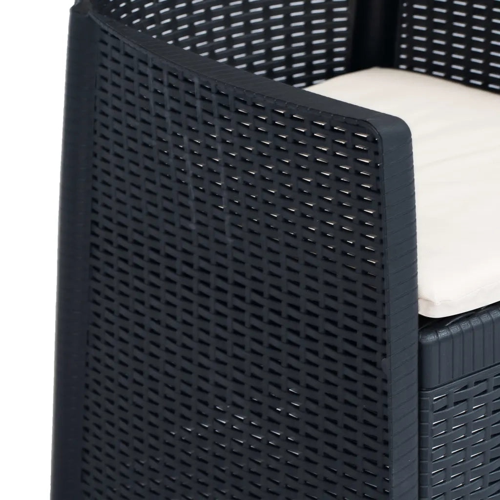 Set da Bistrò 3 pz in Plastica Stile Rattan Antracite 276113