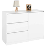 IDMarket - TOMI Cassettone a 3 cassetti + 1 anta 110 cm legno bianco