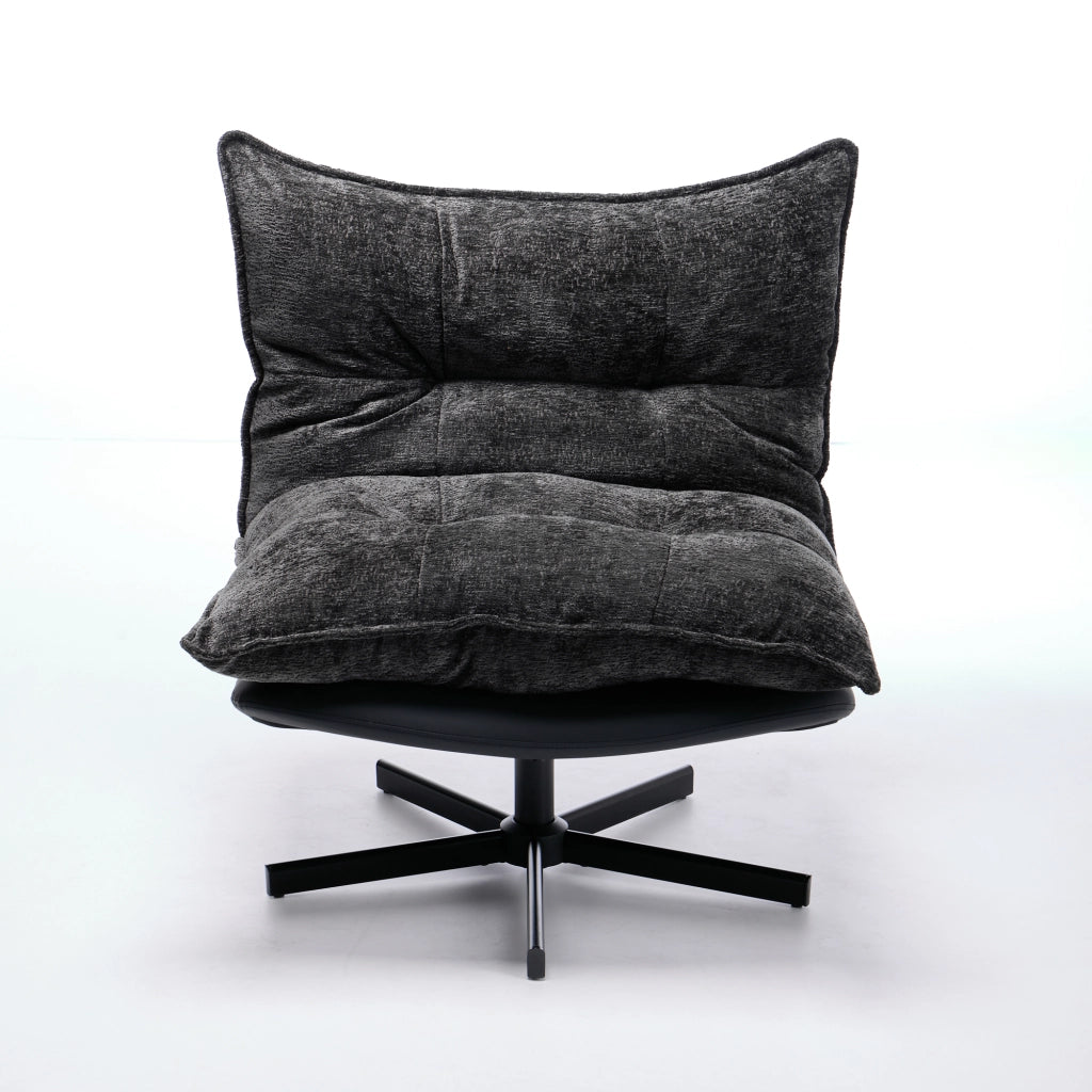 Poltrona Relax Girevole Reclinabile ¨C Xylo ¨C Similpelle e Chenille, Grigio Scuro