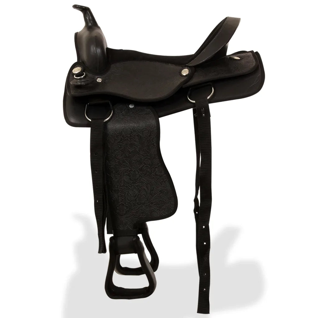 Sella Western Testiera e Pettorale in Vera Pelle 16" Nero CFW8577019