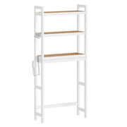 Mobiletto per WC con ripiano sopra il WC 3 ripiani in bambù organizer per bagno con ripiani regolabili portata 15 kg/ripiano facile da montare bianco 12_0006592