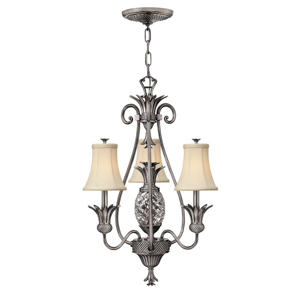 Lampadario Contemporaneo Plantation Acciaio Nichel Antico Vetro 4 Luci E14