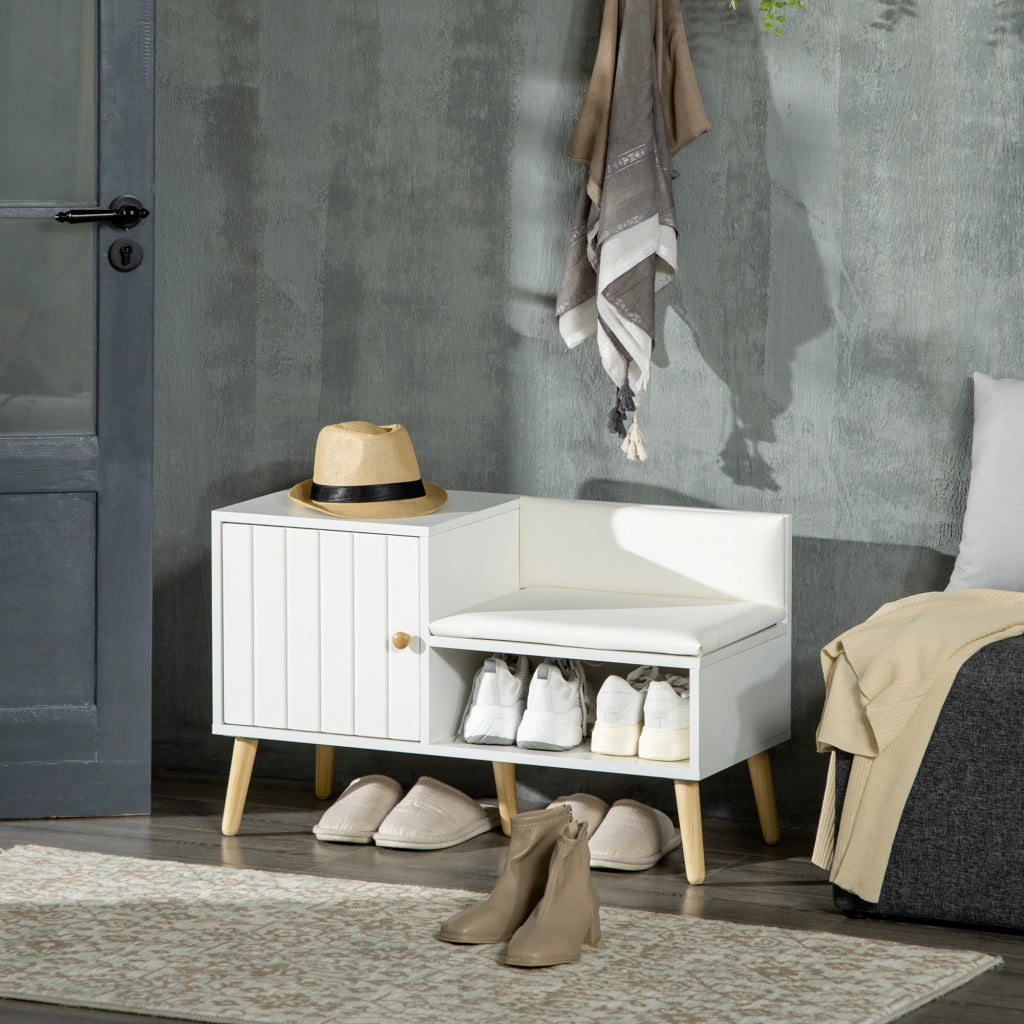 Scarpiera con ripiano e appendiabiti ¨C zephmum ¨C bianco 80x33x49 cm