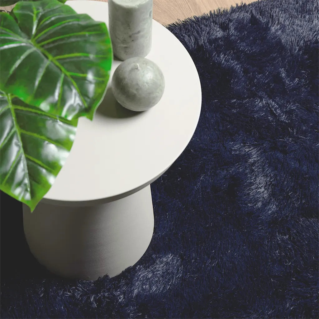 Tappeto Shaggy a Pelo Lungo NAVARRA Blu Marino 160x160 cm 4102875