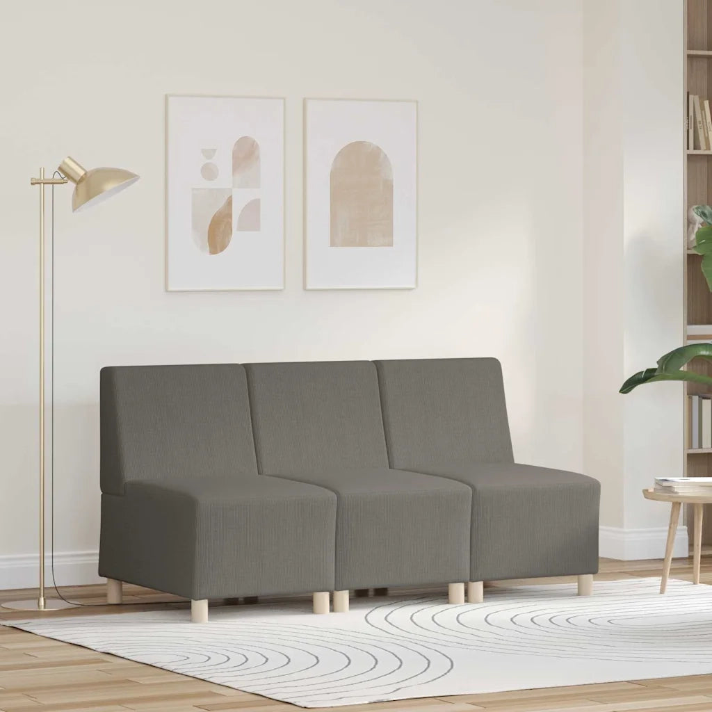 Divano Modulare Senza Braccioli 3 pz-Sofa Modulare-Divanetto Grigio chiaro 600237