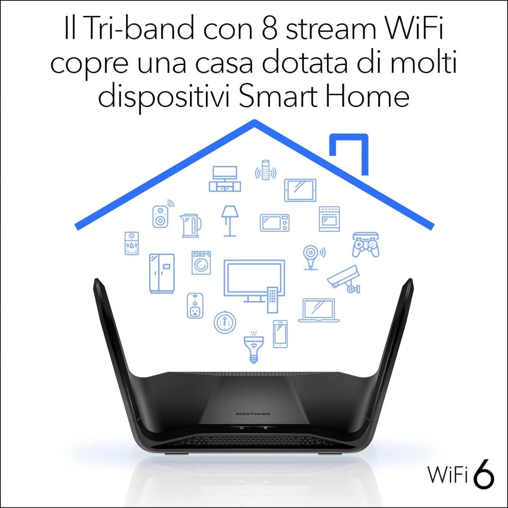 Nighthawk Router WiFi 6 (RAX70), Dual-Band Velocità Wireless AX6000 (fino a 6.6 Gbps), Copertura fino a 175 m2