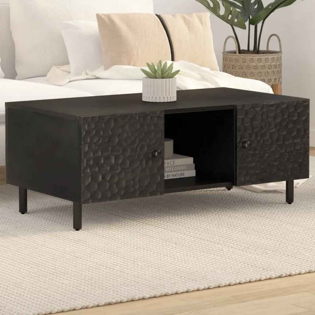 Tavolino da salotto | Tavolino da caff¨¨ | Tavolino da Soggiorno Nero 100x54x40cm in Legno Massello di Mango