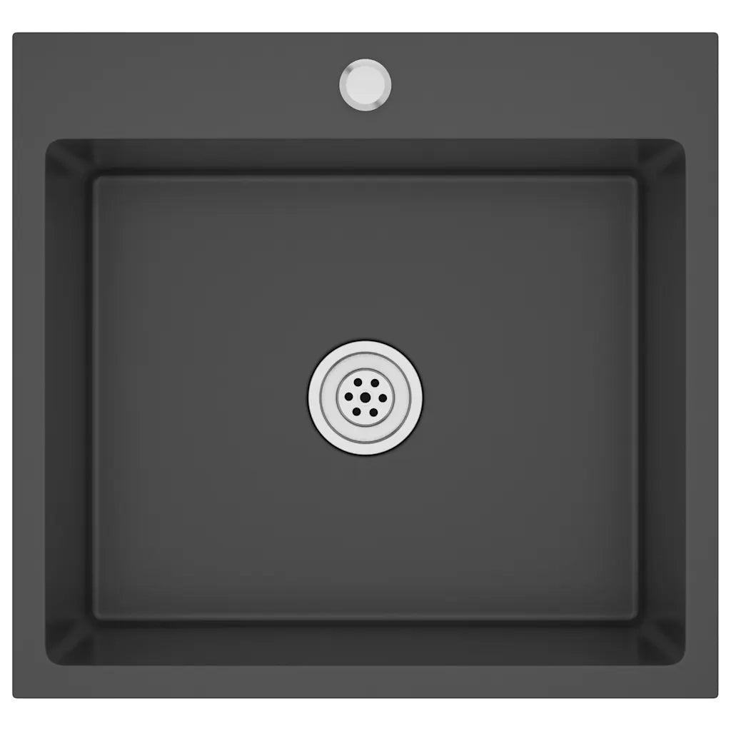 Lavello da Cucina Lavorato a Mano-Lavandino-Lavabo Nero Acciaio Inox 167792