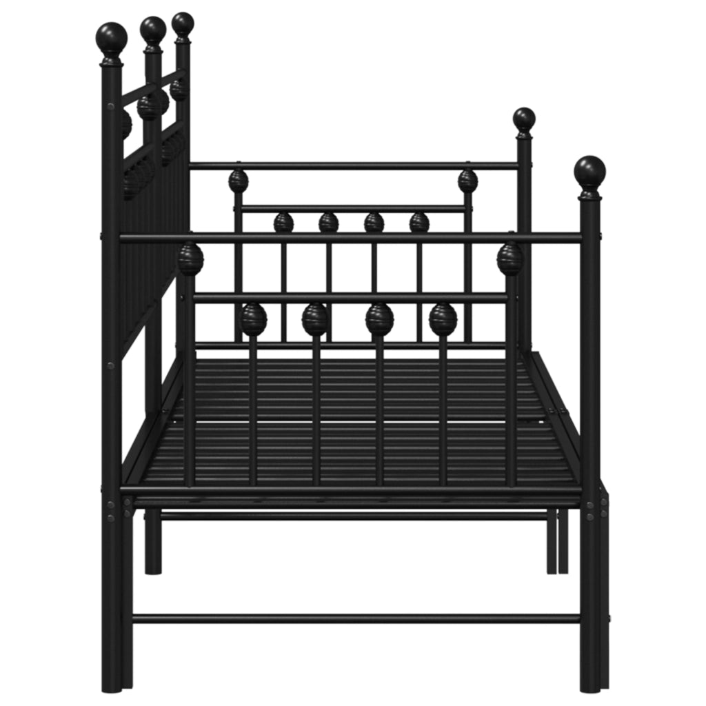 Letto a giorno con lettino estraibile Nero 75x190 cm Acciaio