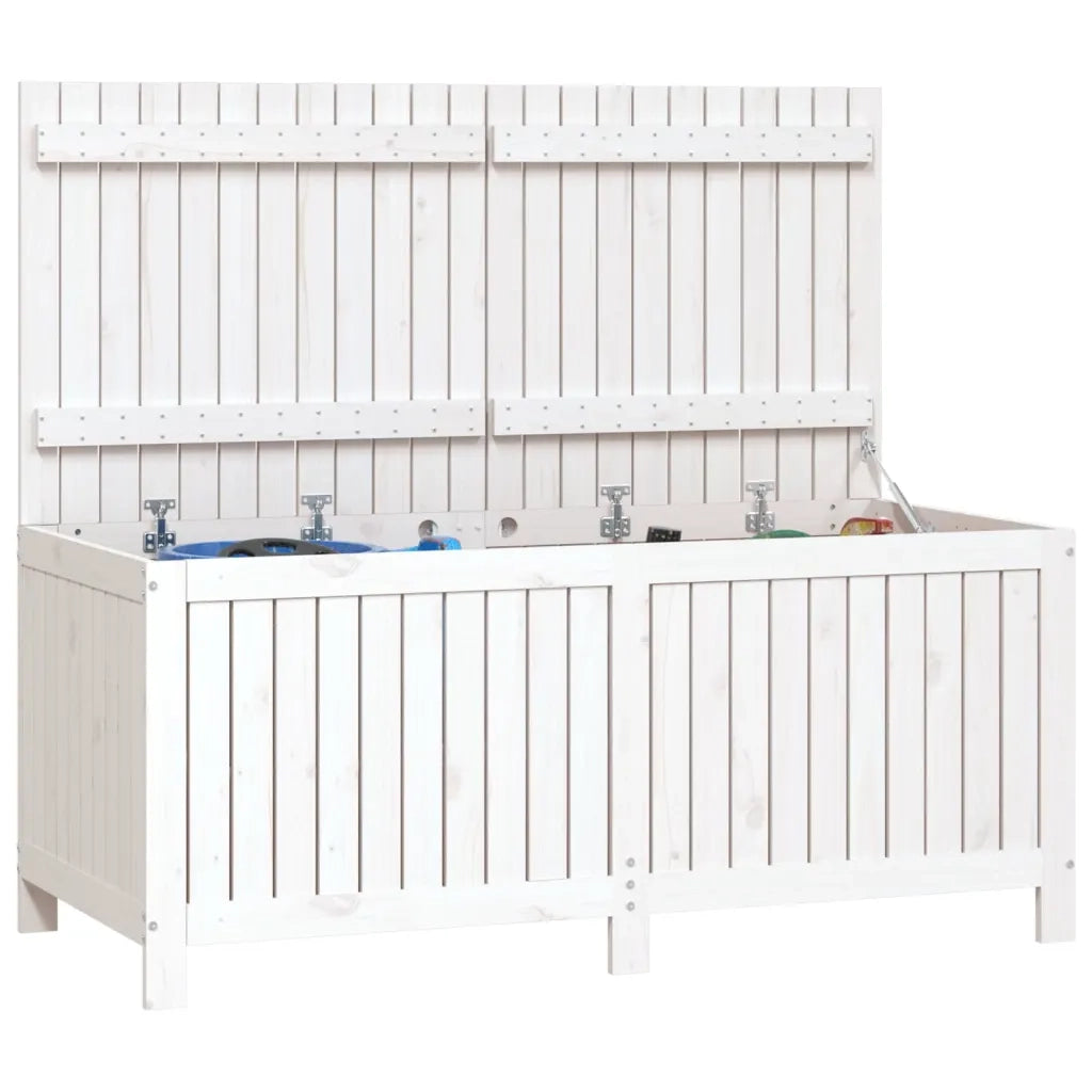 Contenitore da Giardino Bianco 147x68x64 cm Legno Massello Pino 823851