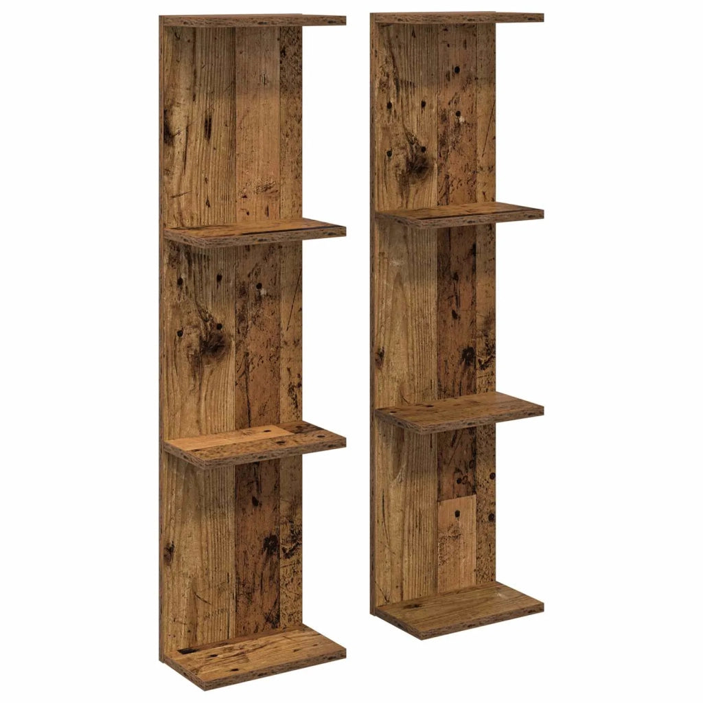 Scaffale da parete 2 pz Legno antico 22 x 15 x 100 cm 8012449