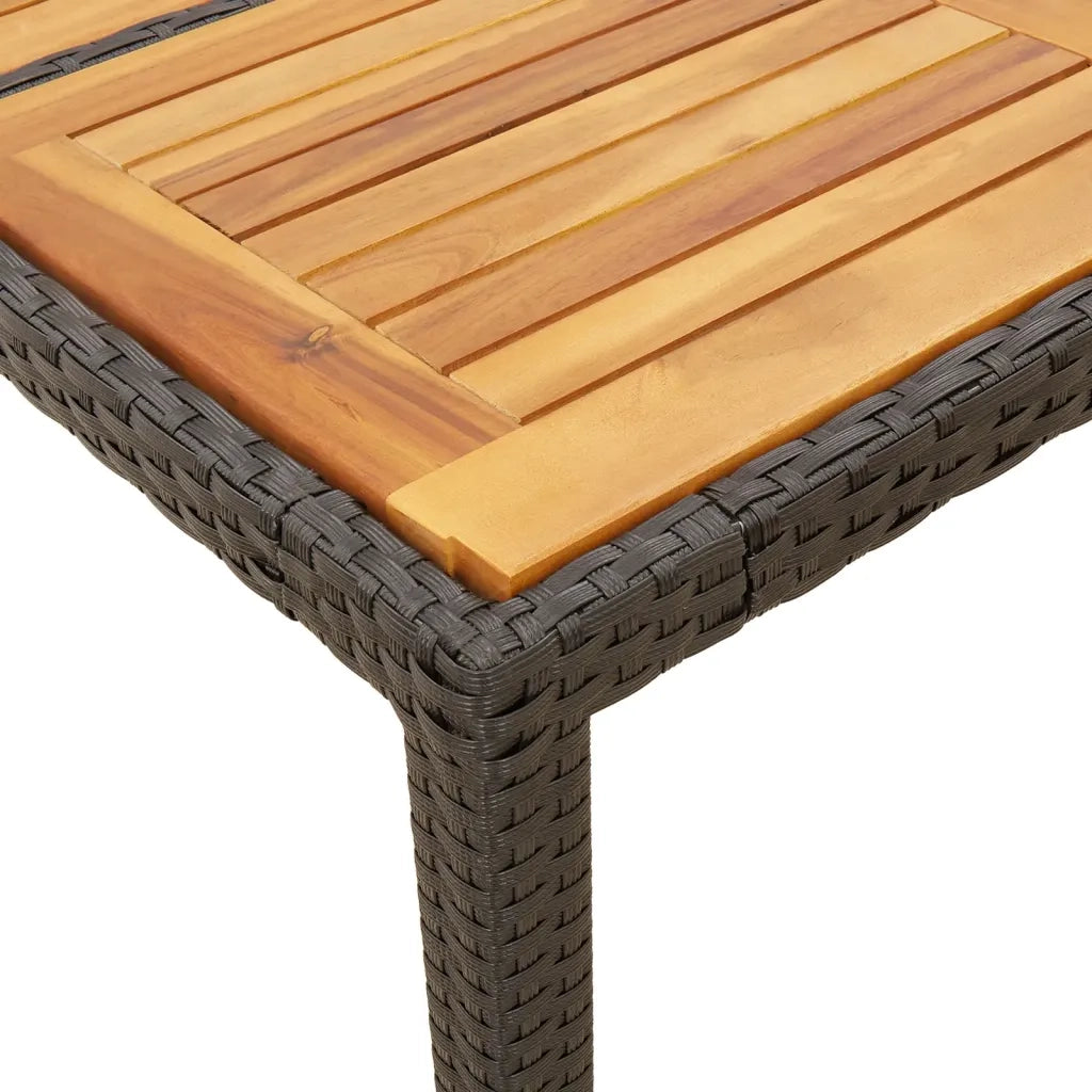 Tavolo Giardino Piano Legno Acacia Nero 90x90x75 cm Polyrattan 365529