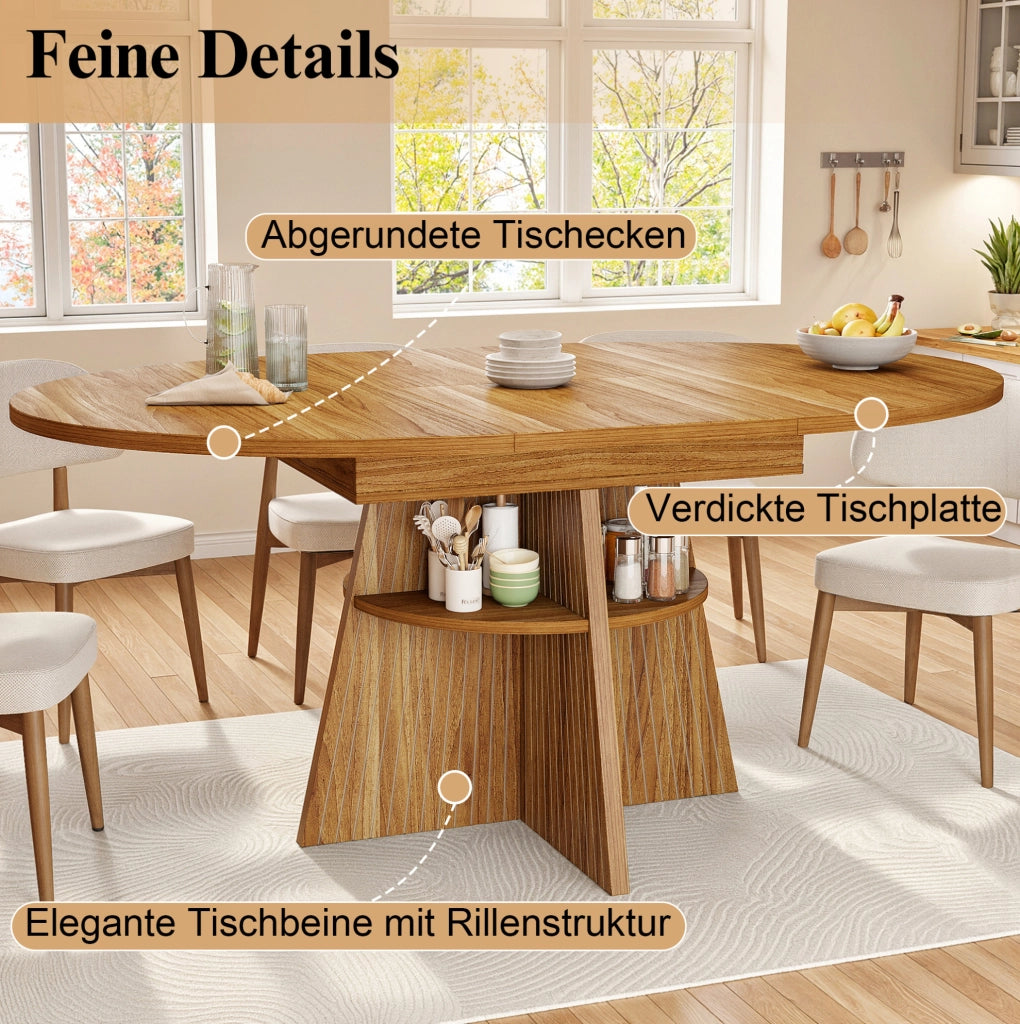 Tavolo da pranzo estensibile rotondo 110-150 cm marrone scuro