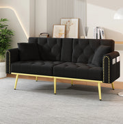 Divano letto 2-3 posti con schienale reclinabile a 3 angoli; velluto nero 175 cm