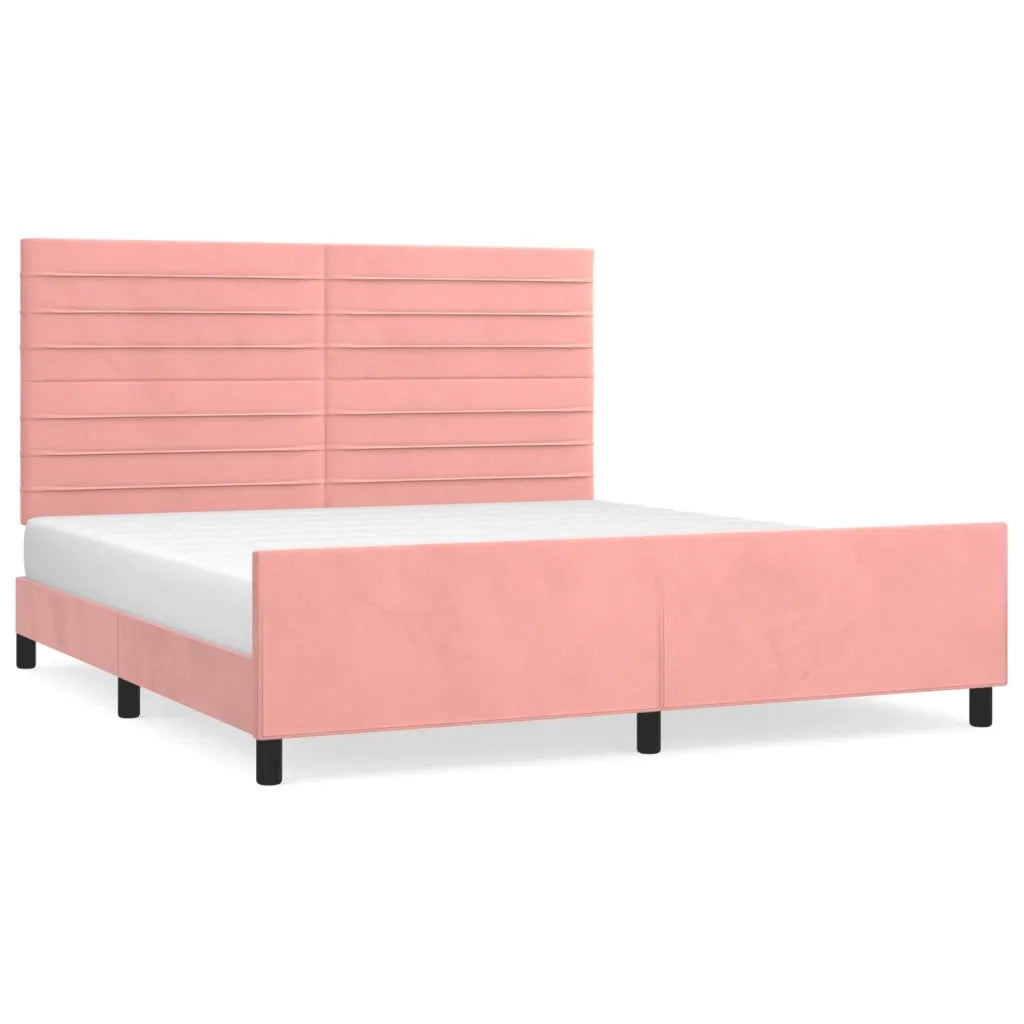 Giroletto con Testiera-Struttura Letto con testiera Rosa 180x200 cm in Velluto 272588