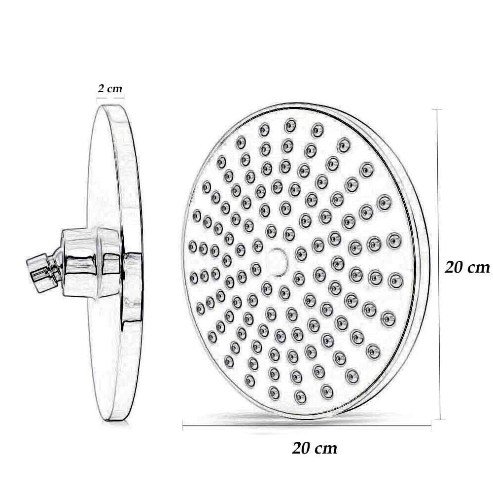Trade Shop - Soffione Doccia Led Rgb Rotondo 20cm Cromoterapia Doccia Emozionale Argento 79906 -