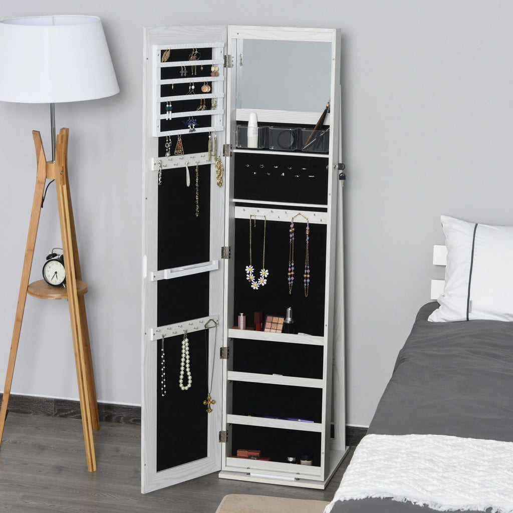 Armadio con Specchio e Luci LED ¨C Zephmum ¨C Bianco con Vena Legno