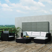 Set Divani da Giardino 6 pz con Cuscini in Polyrattan Nero cod mxl 59649