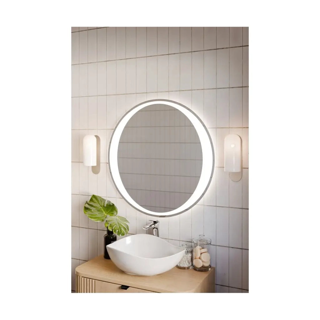 Specchio bagno LED rotondo 80 cm illuminazione posteriore bianca design