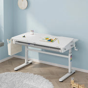 Scrivania Kuosa per Cameretta Regolabile in Altezza con Piano 120 x 60 cm e Cassetto - Grigio/Bianco [en.casa]