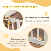 Cancellino per Cani a 3 Estensioni con Larghezza Regolabile 74-148 cm e Chiusura Automatica, Bianco